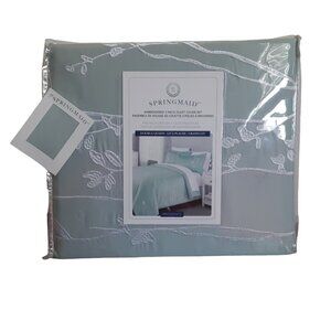 Springmaid Provence Double/Queen Embroidered 3 Piece Duvet Cover Set Aqua